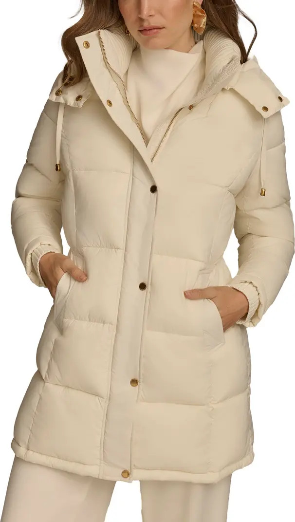 Hooded Ribbed Trim Puffer Jacket | Nordstrom