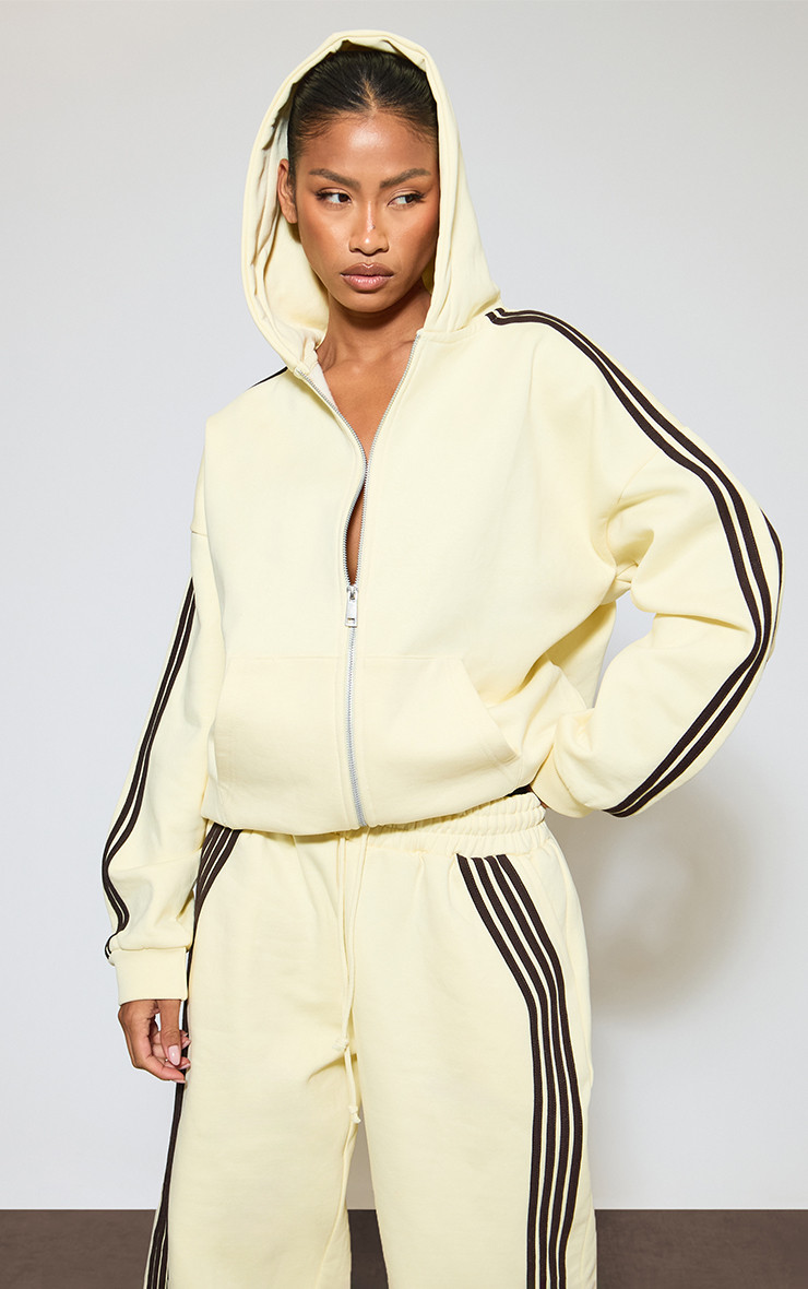Heavyweight Oversized Contrast Stripe Zip-Up Detail Jacket In Yellow | EGO (UK)