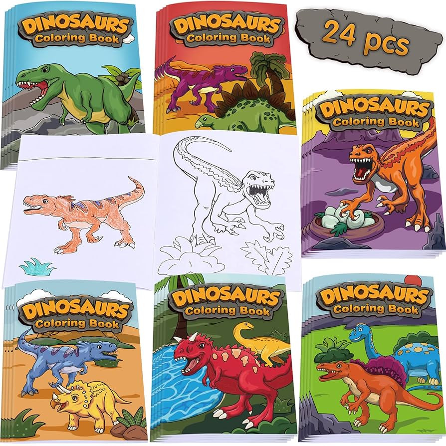 Nezyo 24 Pieces Mini Dinosaur Coloring Books Dino Painting Drawing Book Small Color Booklets Part... | Amazon (US)