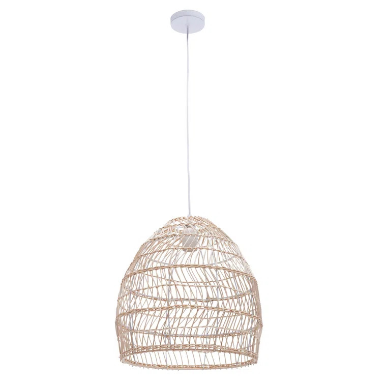 13.77" Vintage Rattan Woven Dome Pendant Light For Living Room, Dining Room, Kitchen, Bedroom | Wayfair North America