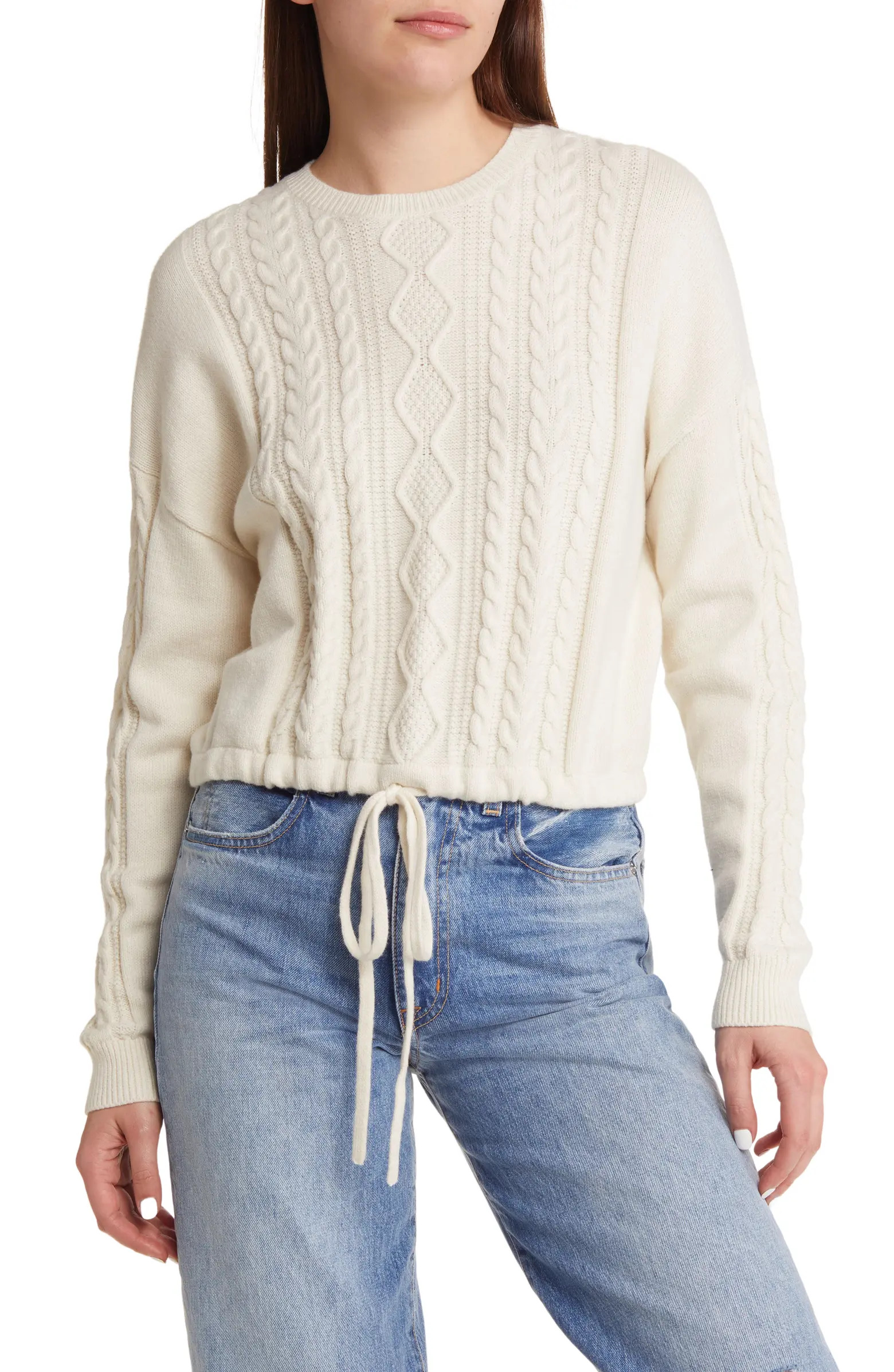 Tie Hem Cable Stitch Sweater | Nordstrom