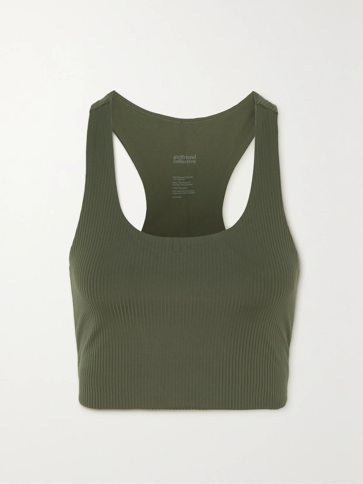 Girlfriend Collective - + Net Sustain Paloma Ribbed Stretch Recycled Sports Bra - Green | NET-A-PORTER (US)