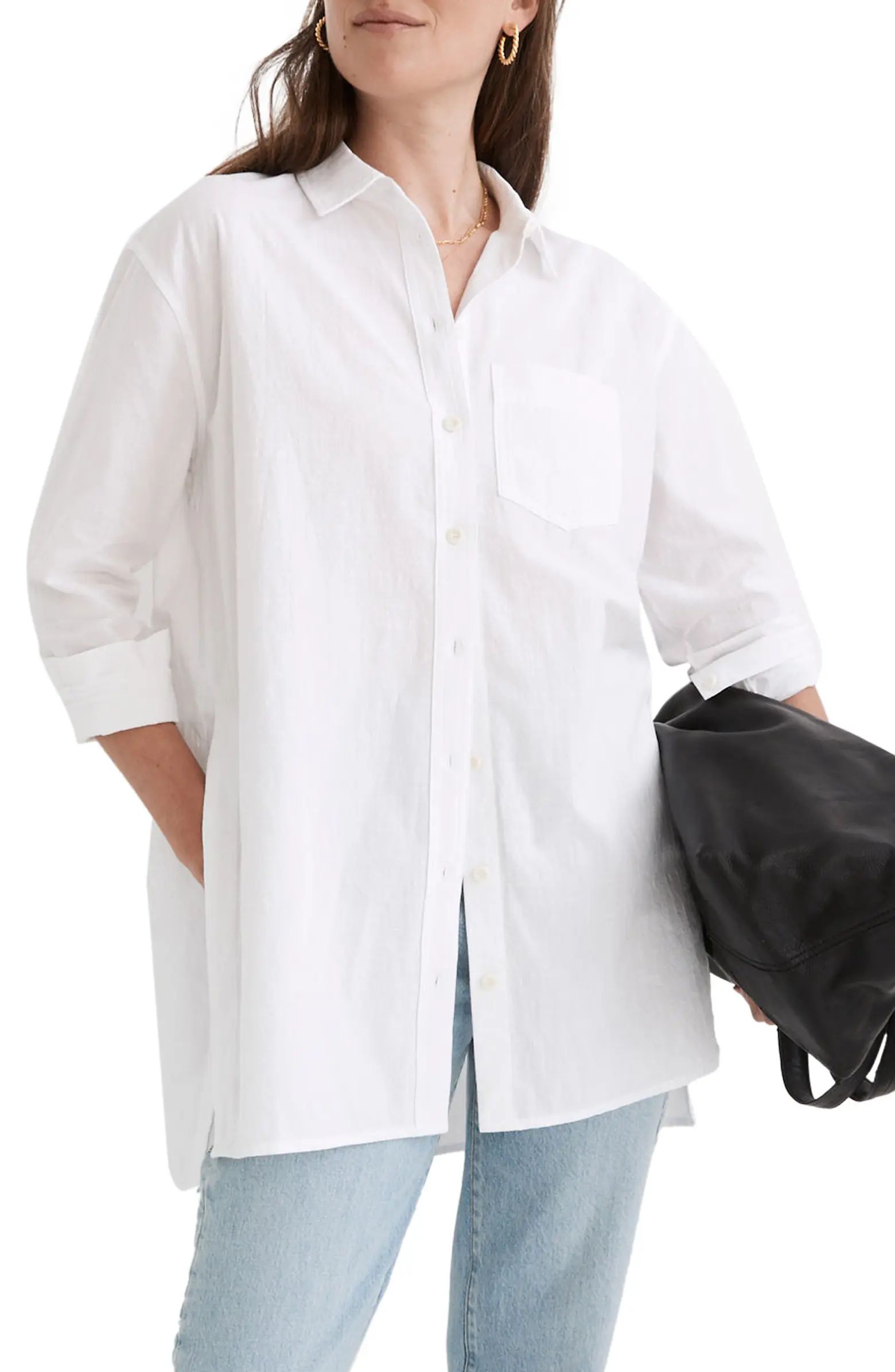 Ex-Boyfriend Oversize Straight Hem Cotton Button-Up Shirt | Nordstrom