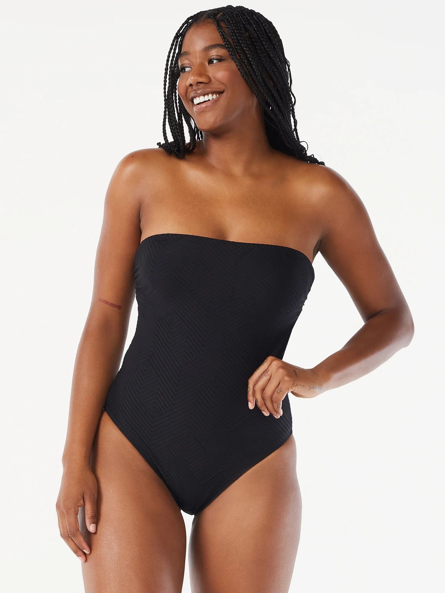 Love & Sports Women's Textured Strapless One-Piece Swimsuit - Walmart.com | Walmart (US)
