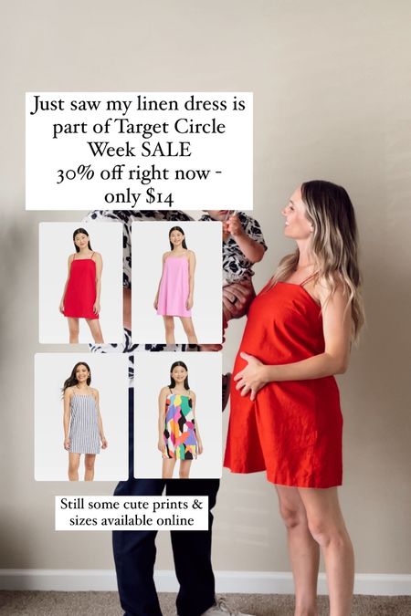 Target Circle Week deal - women’s Apparel & Accessories on sale today for 30% off making this dress only $14!

Great quality & TTS - wearing a small w/ a bump

#LTKbump #LTKsalealert #LTKunder50