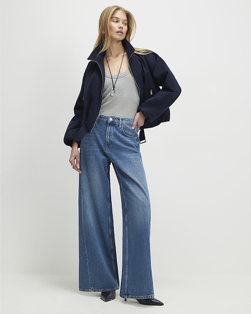 Blue Classic Wide Leg Jeans | River Island UK & IE