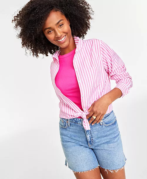 On 34th Women's Collared Button-Down Shirt, Created for Macy’s - Macy's | Macy's