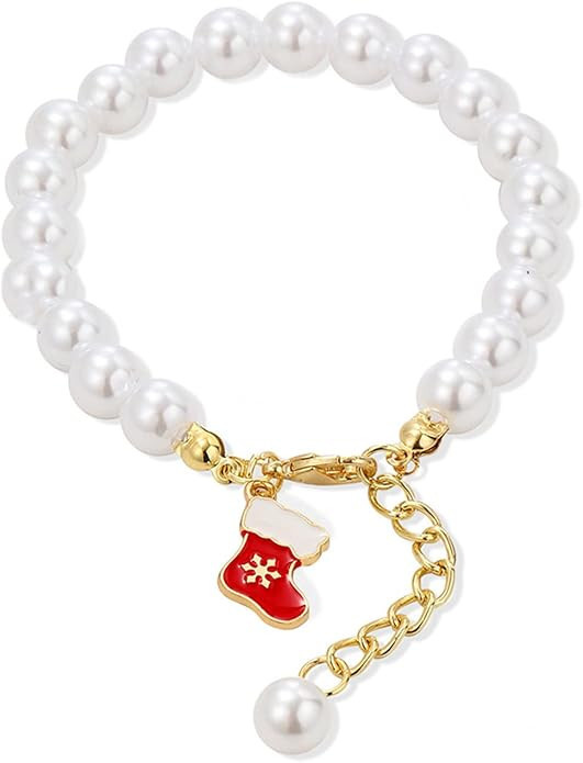 Christmas Bracelets for Girls Pearl Santa Snowflake Christmas Tree Charm Bracelets Adjustable Rop... | Amazon (US)