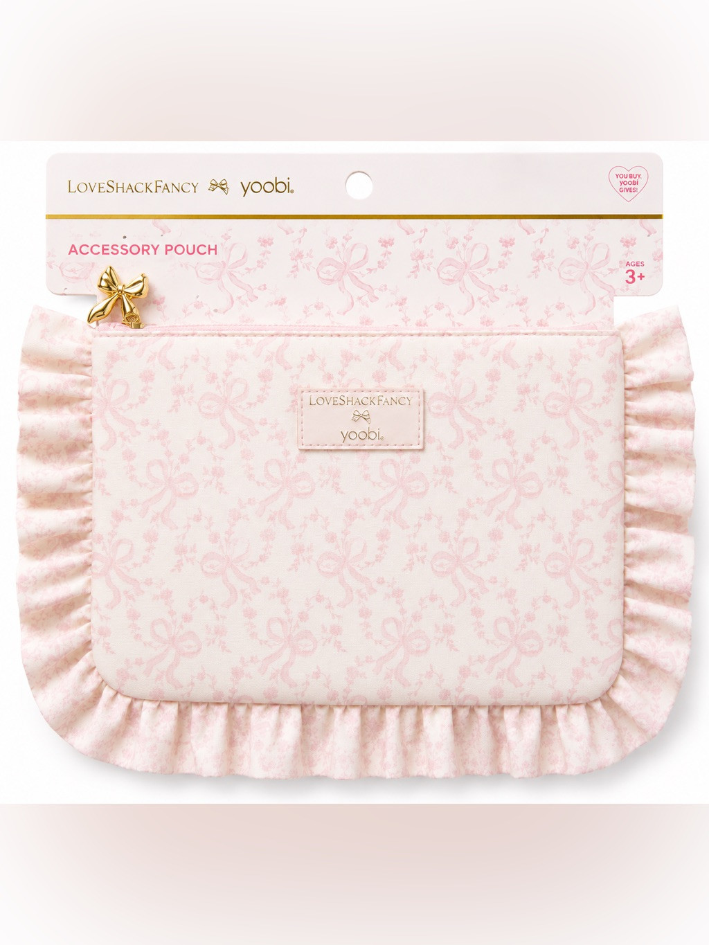 Loveshackfancy X Yoobi Pink Bow Floral Ruffle Accessory Pouch Nwt | Poshmark