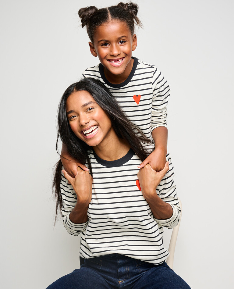 Mommy & Me Valentines Long Sleeve Striped T-Shirt Set | Hanna Andersson