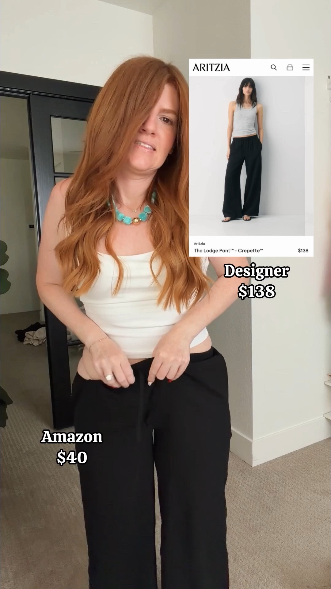 Literally the same pants and material and $100 less. Wearing size medium.

#LTKmomlife #LTKootd #LTKPetite