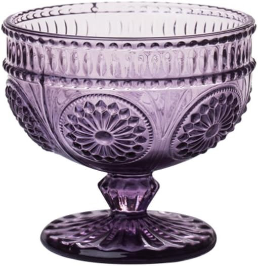 CHOOLD Vintage Flower Embossed Glass Footed Dessert Bowl Ice Cream Bowl Trifle Bowl Salad Bowl Ca... | Amazon (US)