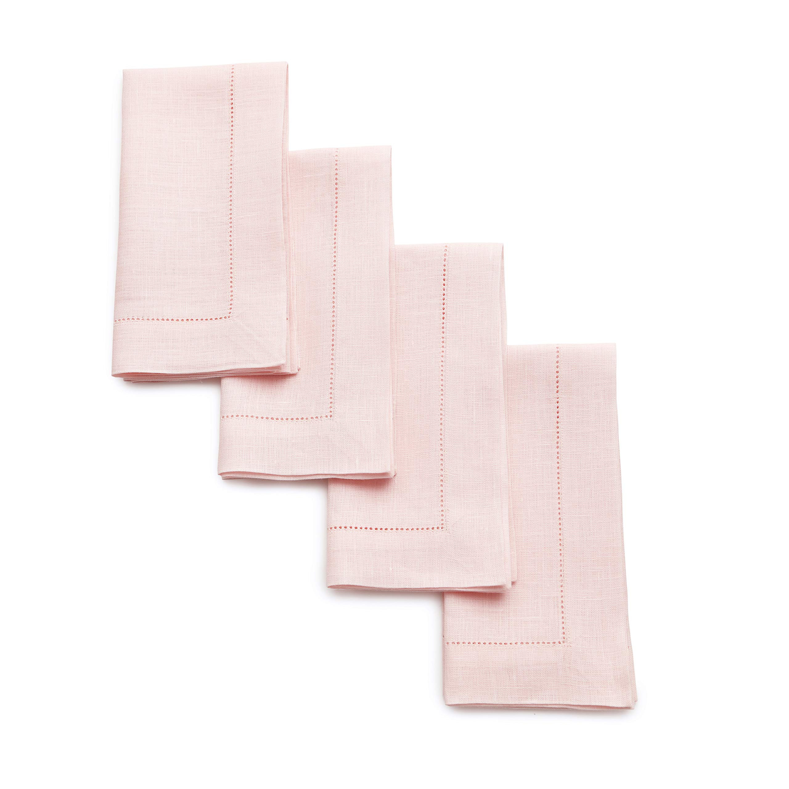 Solino Home Pink Linen Napkins Set of 4-100% Pure Linen Hemstitch Dinner Napkins 20 x 20 Inch for... | Amazon (US)