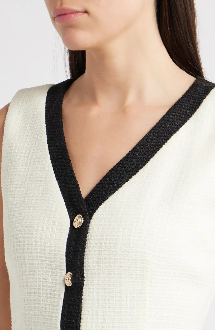 Contrast Trim Sleeveless Tweed Dress | Nordstrom