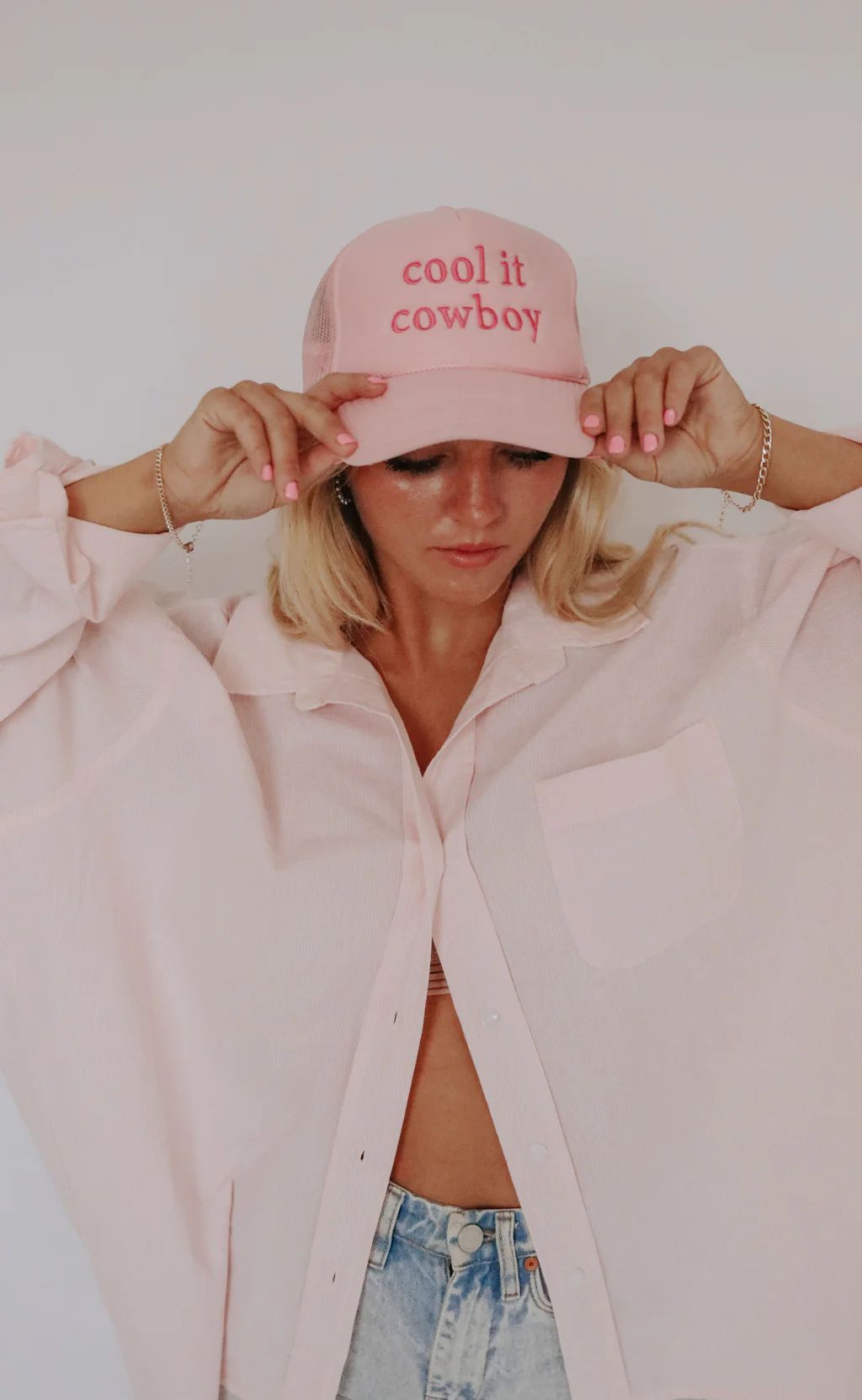 charlie southern: cool it cowboy trucker hat - pink | RIFFRAFF