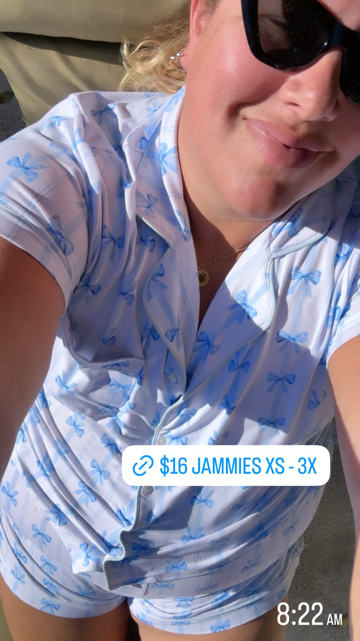 These cute blue bow pajamas are $16! 

 