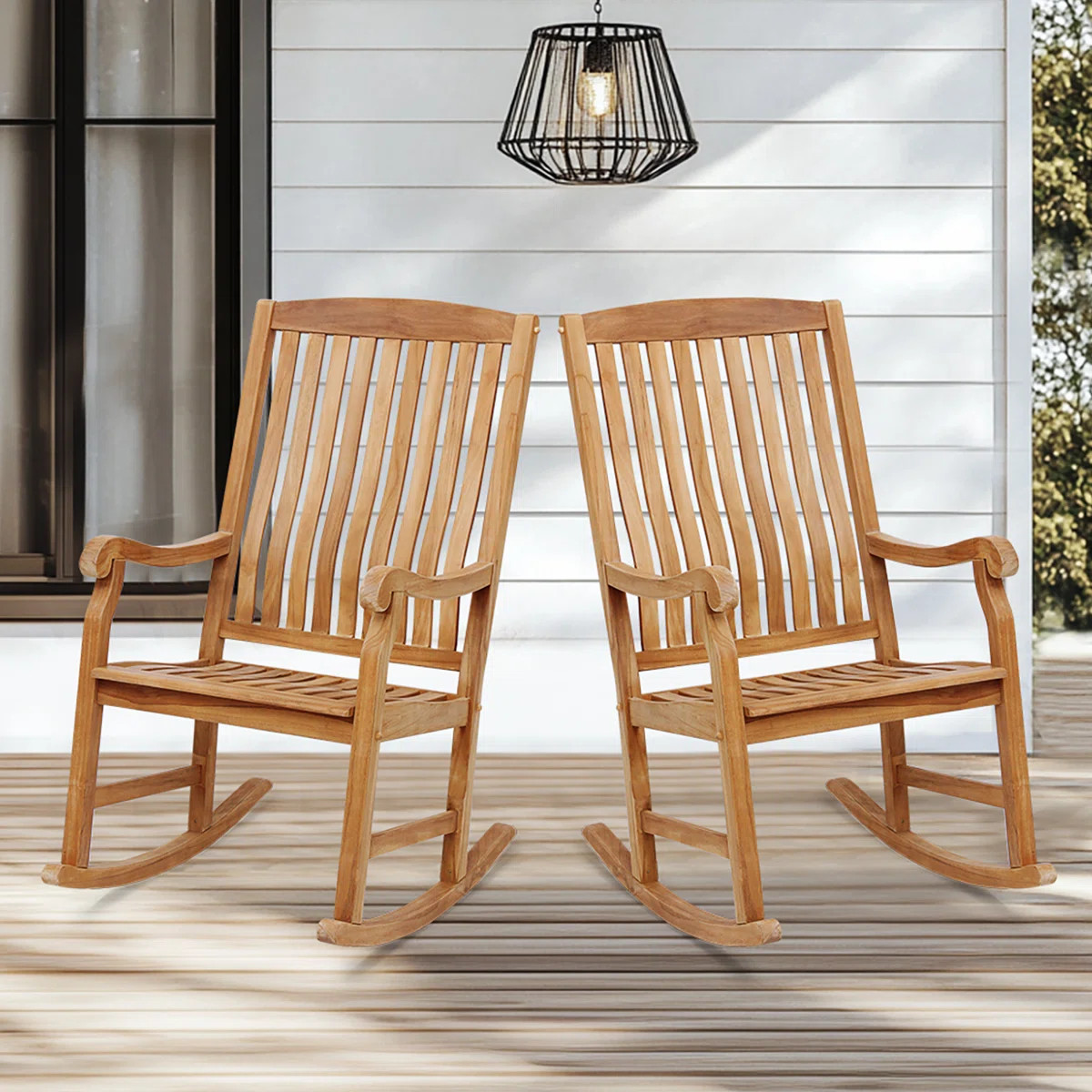 Allison Teak Outdoor Rocking Chair (Set Of 2) | Wayfair North America