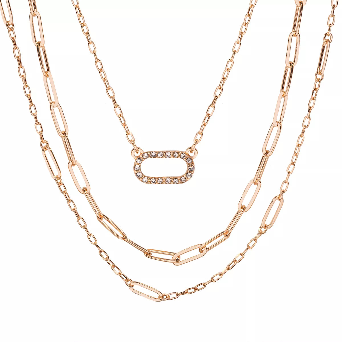 Emberly Gold Tone 3 Row Chain Necklace | Kohl's