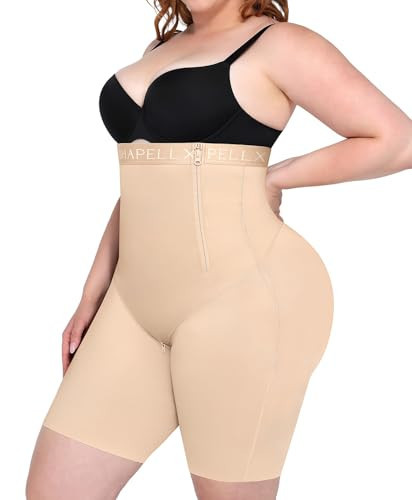 SHAPELLX Plus Size Women's Tummy Control Shapewear Shorts High Waist Beige | Amazon (US)