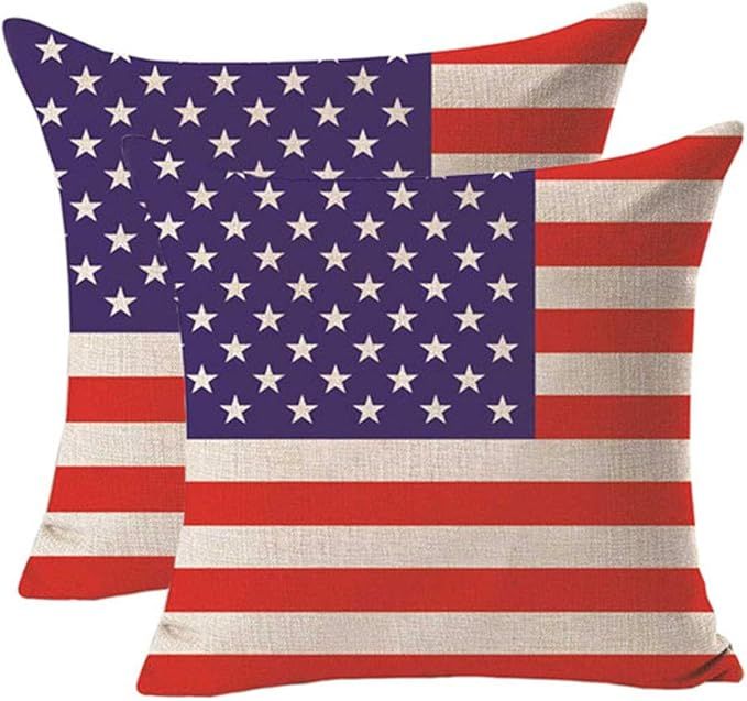 July 4th Independence Day Decorations Stripes Star American Flag Pillow Covers Set of 2 Home Deco... | Amazon (US)