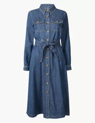 Denim Midi Shirt Dress | M&S Collection | M&S | Marks & Spencer (UK)