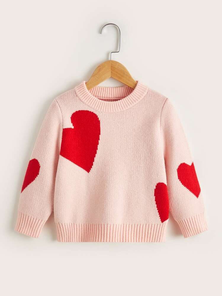 Toddler Girls Heart Pattern Sweater | SHEIN