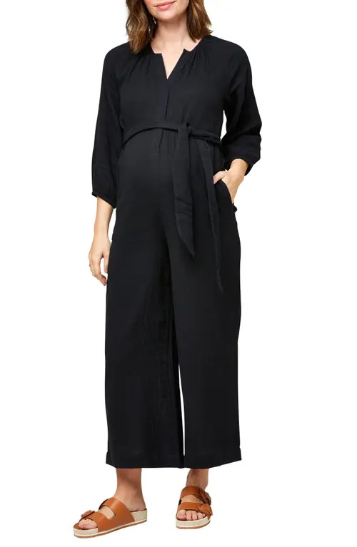 Nom Maternity Alma Maternity/Nursing Jumpsuit in Black at Nordstrom, Size X-Small | Nordstrom
