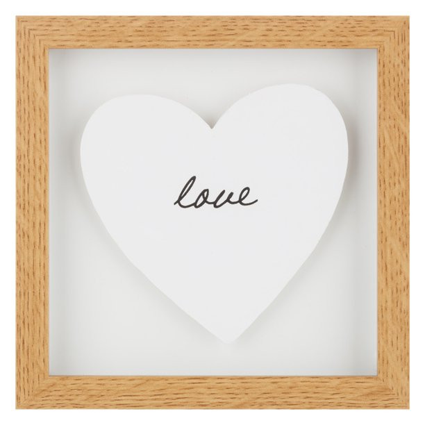 Mainstays 6x6 White Wood Framed Love Box Sign Wall Decor - Walmart.com | Walmart (US)