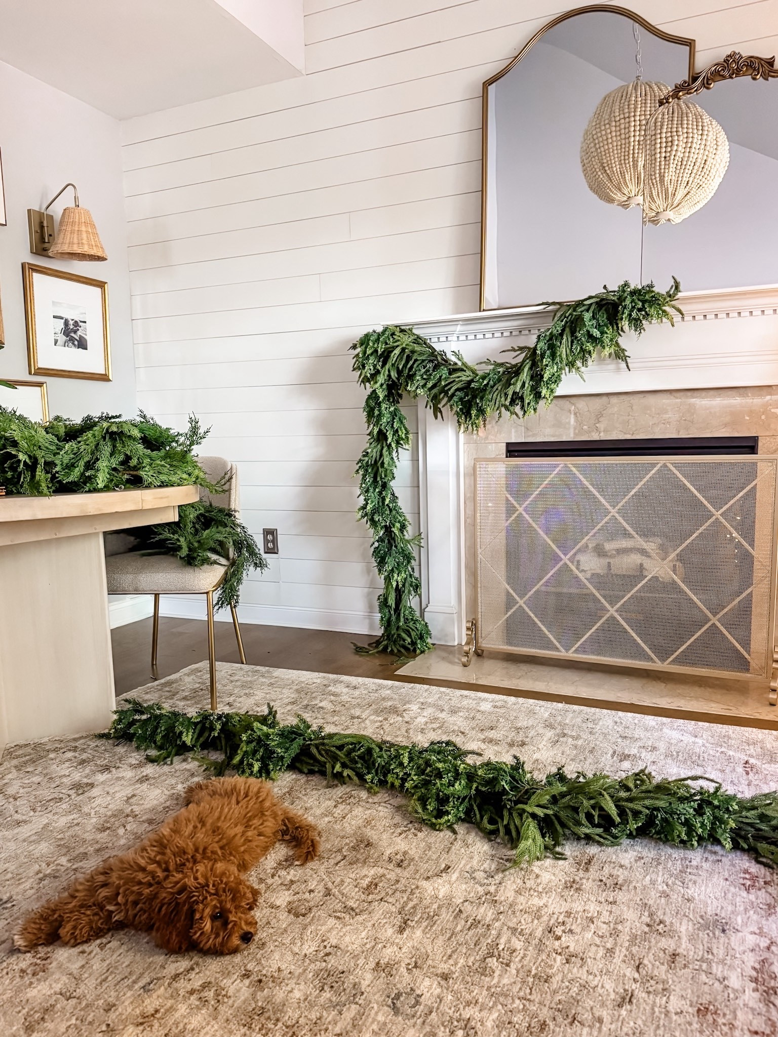 Christmas decor
Holiday decor
Mantel decor
Christmas garland
Cedar garland 
Afloral Norfolk Pine Garland 
Round dining table
Pottery Barn Round dining table
Extendable dining table
Living room rug
Fire screen
Fireplace screen
Wood bead chandelier


#LTKHoliday #LTKHome #LTKSeasonal