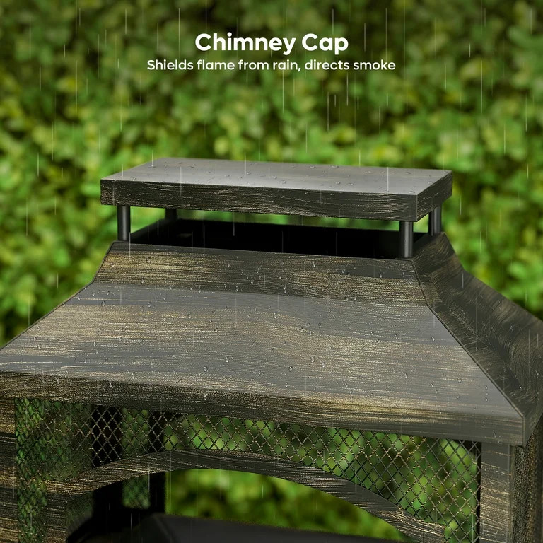 Bestier Fire Pits for Outside Wood Burning, Outdoor Fireplace with Log Storage Rack, Freestanding... | Walmart (US)