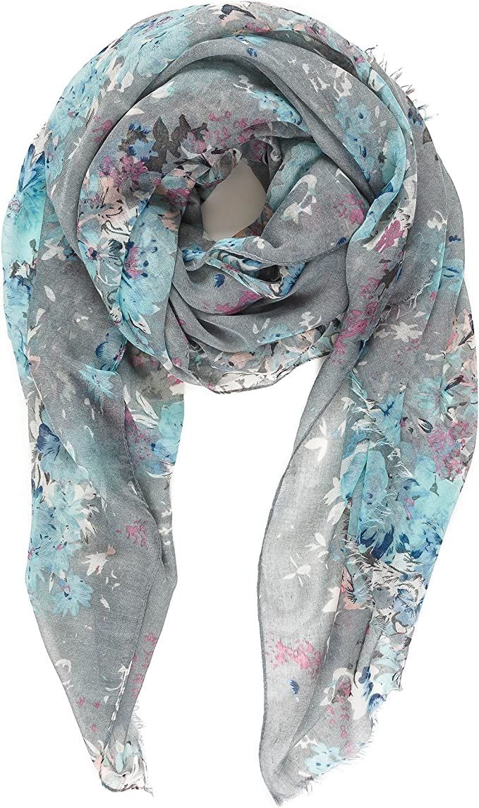 Scarf for Women Lightweight Floral Flower Scarves for Spring Spring Fall Winter Shawl Wrap | Amazon (US)