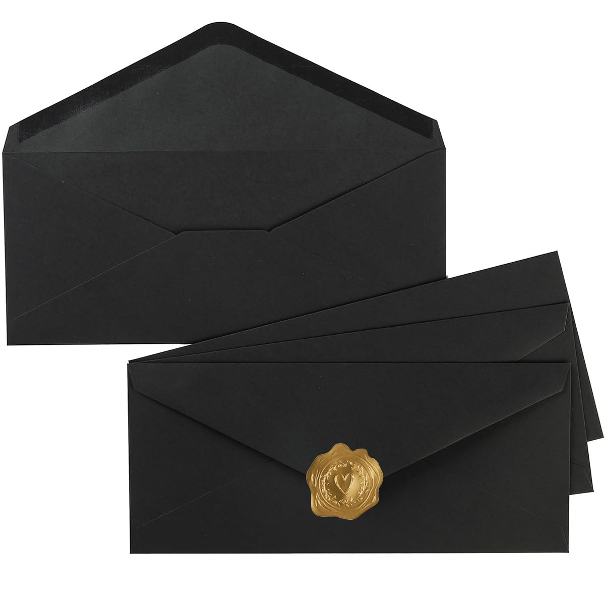 50 Pack Black #10 Business Envelopes Standard V Flap Invoices Envelopes for Office Checks, Business Letterhead, Letter Mailing 4.13 x 9.49 Inches (Black) | Amazon (US)