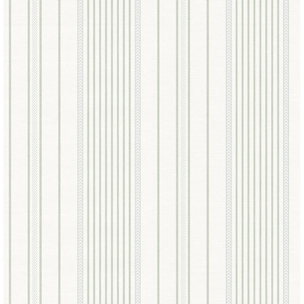 Navarres Stripe Light Green Faux Linen Wallpaper | York Wallcoverings