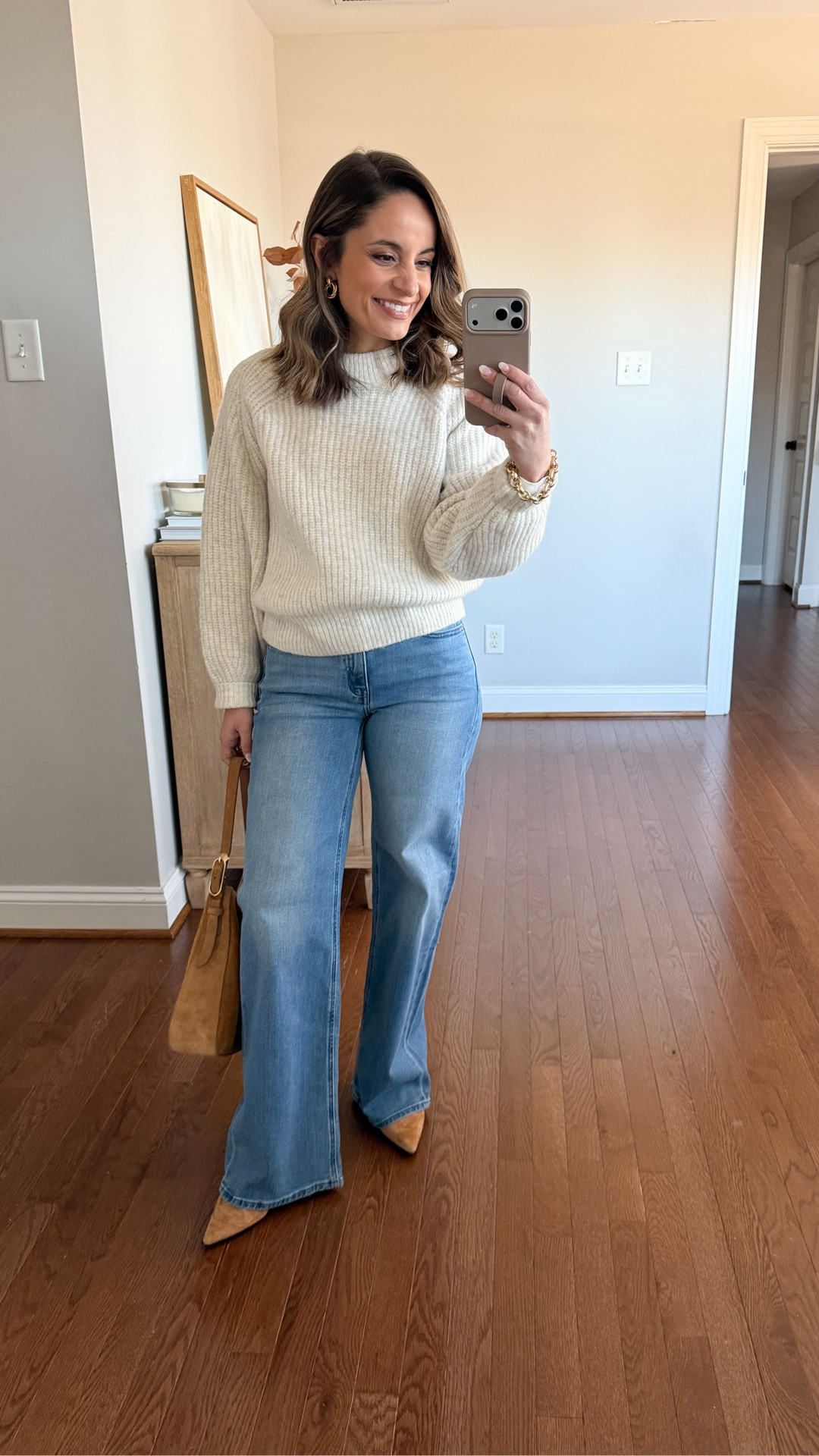 Petite Mid-Rise Jeans 

Quince Luna Straight Wide Leg 
24 - true to size 
94% organic cotton/ 5% Elastrell / 1% Lycra 
9” rise / 29.5” inseam / 8.5” leg opening - these shrink in the wash which helps with the long inseam. I’ve also linked the Luna Relaxed Straight which has a 28” inseam. 
Sweater (Kohl’s): xs 


* Measurements are taken from the size I’m wearing and may differ from the stated measurements on the brand sites. 

My measurements for reference: I’m 4’10” and 105lbs. My bust, waist, and hip measurement is 32”, 24”, and 36”.

#LTKPetite