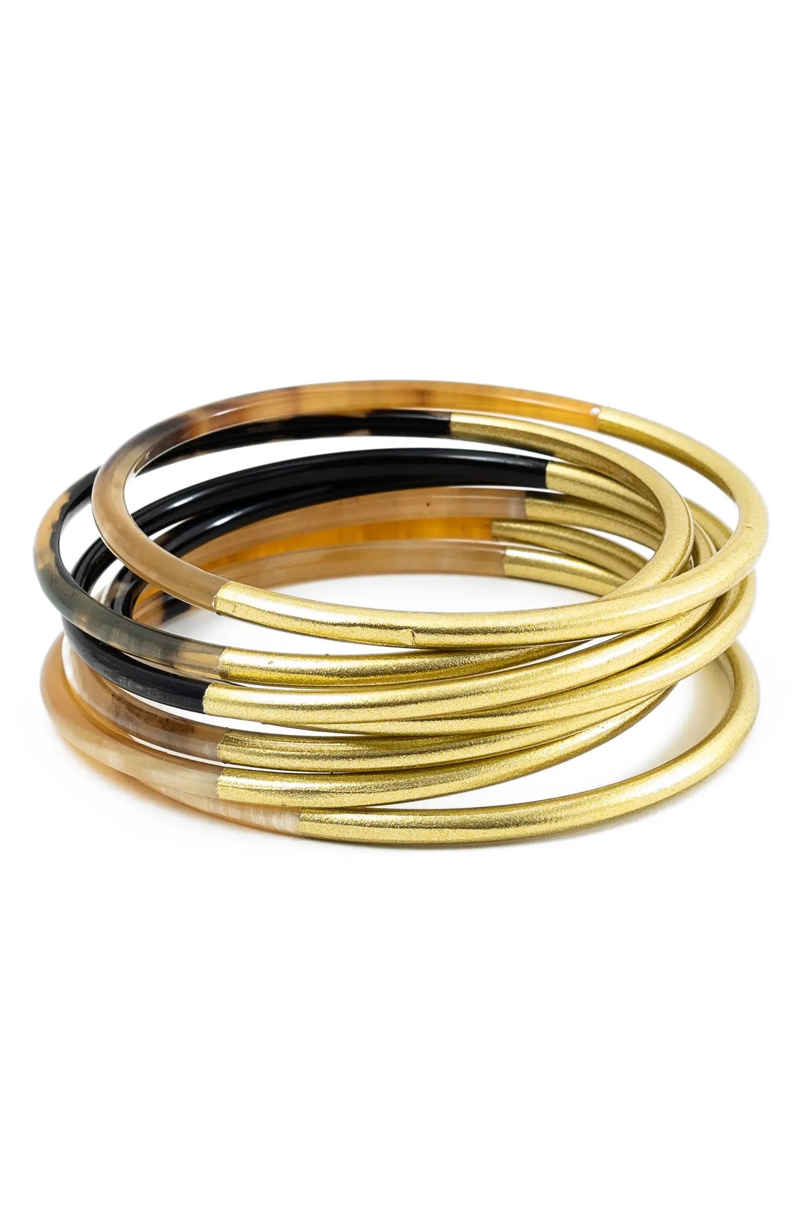 Set of 7 Goldtone Horn Bangles | Nordstrom