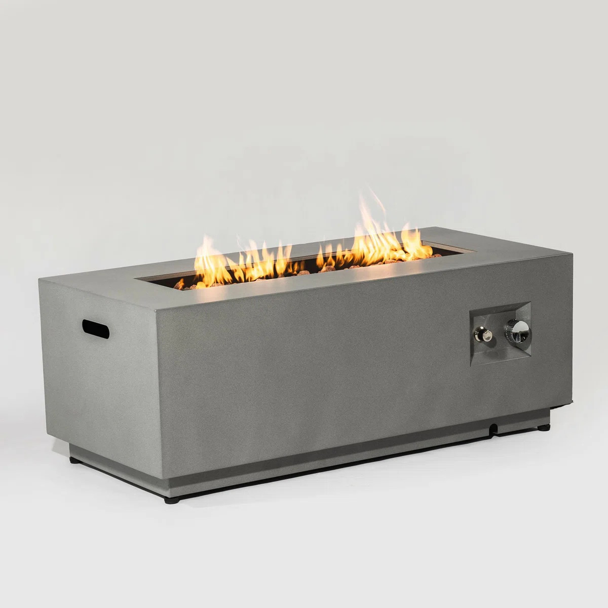 41.7'' Propane Fire Pit Table With Glass Wind And Storage Bin | Wayfair North America