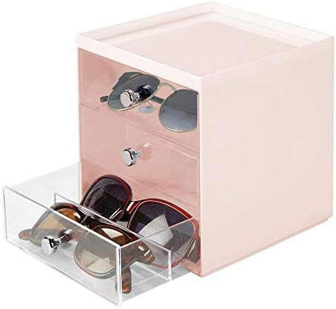 mDesign Stackable Plastic Eye Glass Storage Organizer Box Holder for Sunglasses, Reading Glasses,... | Amazon (US)