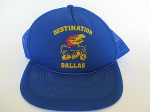 Vintage KU Jayhawks trucker cap hat mesh back DESTINATION DALLAS TEXAS BLUE RARE  | eBay | eBay AU