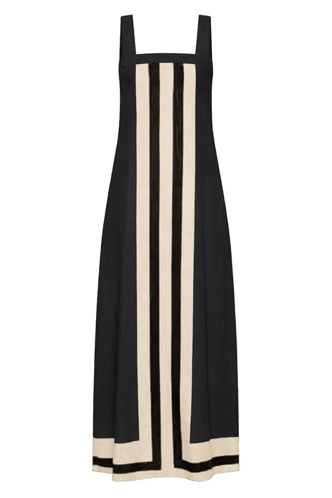 2025 Women Bohe Summer Floral Dress Color Block Maxi Casual Striped Beach Coverups Overall Dress | Amazon (US)
