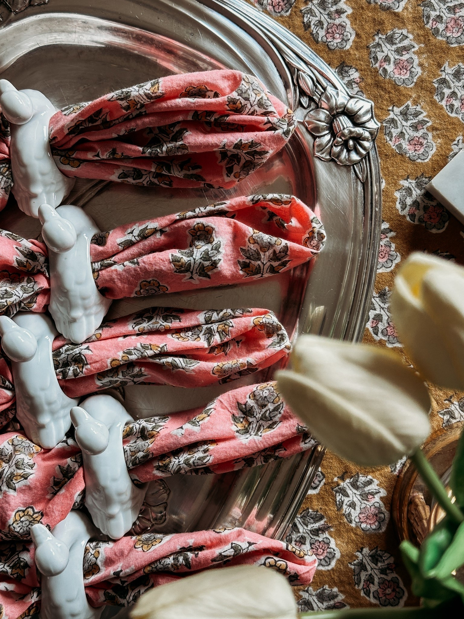 Spring Easter table with vintage English cottage finds like these ceramic duck napkin rings and silver daffodil platter

#LTKHome #LTKFindsUnder50 #LTKSaleAlert
