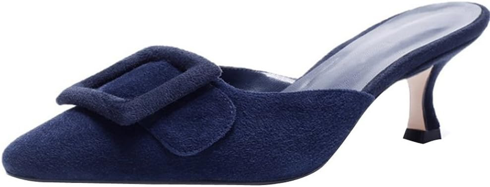 Amazon.com | Divanne Heeled Mules for Women, Pointed Toe Slingback Pumps Buckle Kitten Heels Mule... | Amazon (US)