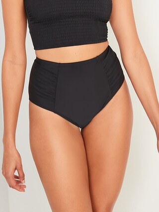High-Waisted Ruched Bikini Swim Bottoms for Women | Old Navy (US)