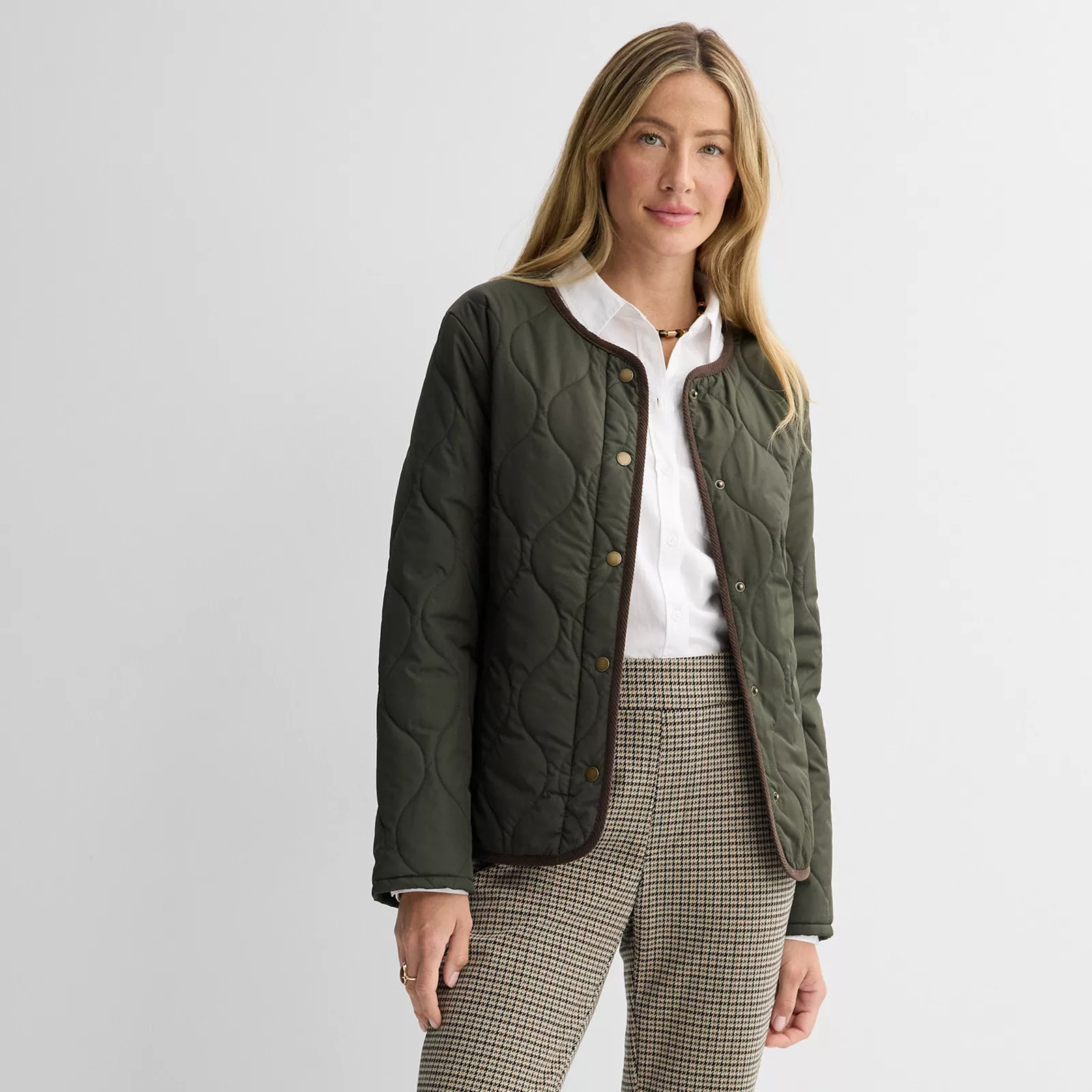 Women's Croft & Barrow® Quilted Jacket, Size: Medium, Langdon Green | Kohl's