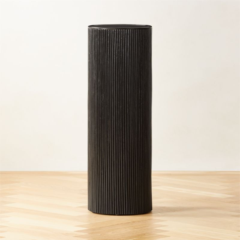 Giro Tall Black Rattan Pedestal Table + Reviews | CB2 | CB2