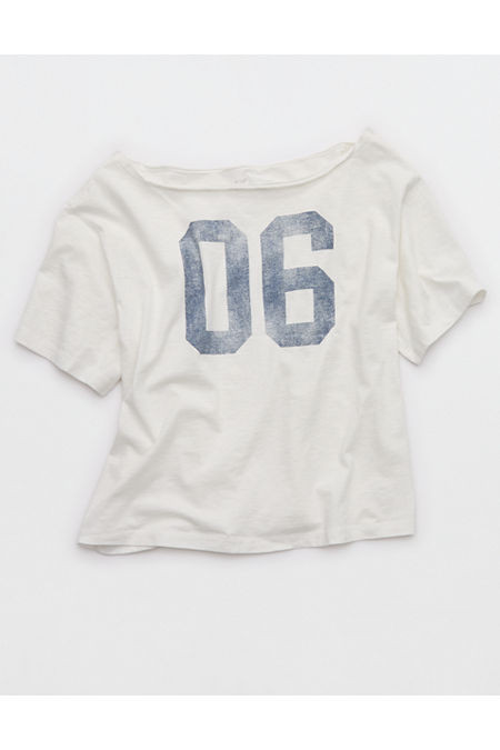 Aerie Off-The-Shoulder Relaxed Tee Women's Soft Muslin L | Aerie
