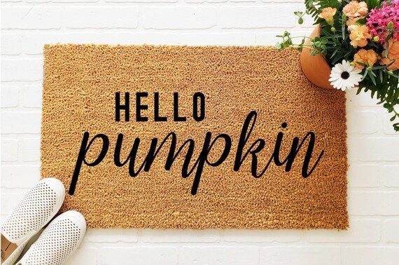 Hello Pumpkin Doormat, Fall Welcome Mat, Fall Decor, Funny Doormat, Funny Welcome Mat, Halloween ... | Etsy (US)