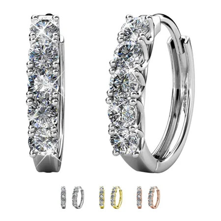 Cate & Chloe Bethany 18k White Gold Plated 15mm Hoop Earrings with Swarovski Crystals for Women | Walmart (US)