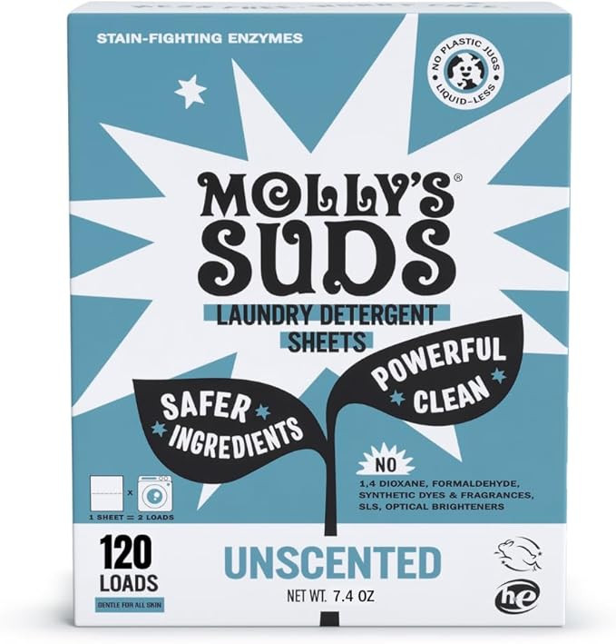 Molly’s Suds Laundry Detergent Sheets | Gentle on Sensitive Skin, Powerful Bio-Based Enzymes, S... | Amazon (US)