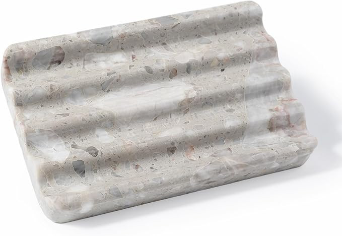 Amazon.com: Karibiber Soap Holder for Bathroom, Grey Marble Soap Dish for Kitchen Countertop, Soap Tray with Creative Wavy Design, Soap Saver for Bath Tub, Sponges, Italian Natural Stone : Home & Kitchen | Amazon (US)