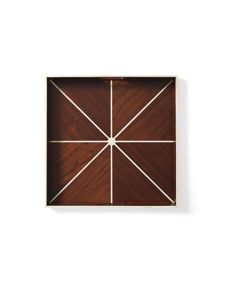 Sunburst Teak Inlay Tray | Serena and Lily